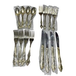 Barclay Geneve Service of 4 24K Gold‎ Electroplated Stainless NEW